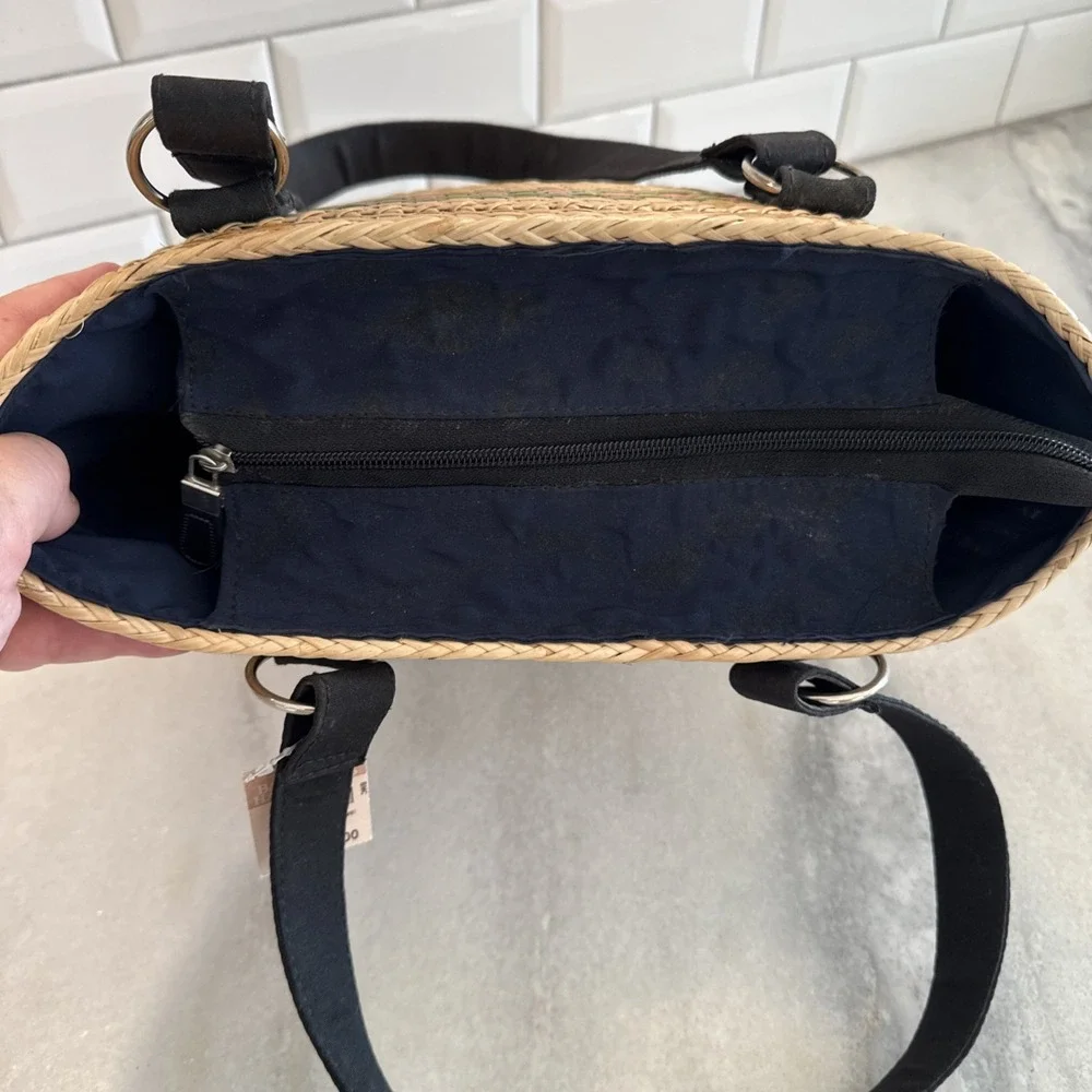 Bamboo Basket Weave Purse W/Canvas Handles New With Tag Balik Bryan‎ Handicraft